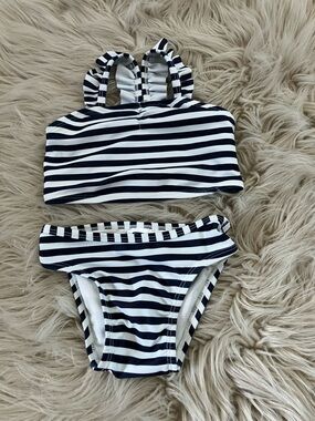 OLD NAVY Baby Girls Navy Blue and white striped bikini set | 18-24 Months